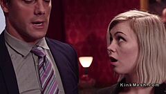 Two female slaves are getting tied up and bound for a rough anal threesome with kinky submission.