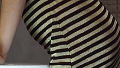 Blonde Does Striptease as Husband Relaxes in the Bath with Cock Out