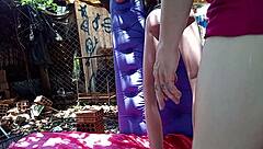 I tore open the pussy of my stepdaughter sex toy in this amateur anal outdoor play.