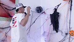 hot colombian milf catches a guy at halloween party and rides his monster cock hard in cowgirl and doggystyle 🔥🎃