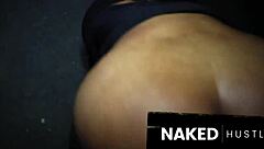 Outdoor doggystyle fuck with curvy ebony baddie bent over on the street