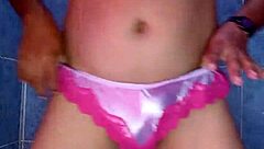 Hey, check me modeling this satin panty in a fun dance with bra and lingerie vibes! 💃🩲