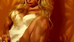 oh wow, check out this sexy blonde babe doing a retro tease and solo masturbation session 😏