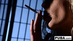 Hey, Victoria displays her stunning long legs and curvy ass during a smoke break