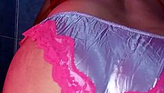 Hey, check me modeling this satin panty in a fun dance with bra and lingerie vibes! 💃🩲