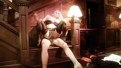 The slutty blonde Michelle Thorne rocked high heels and lingerie while getting fucked hard in doggystyle with a monster cock.