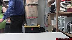 i'm like totally busted for stealing and now this teen babe's getting fucked at work