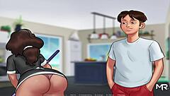 In Summertime Saga, the maid performs a dance in episode 4 part 24