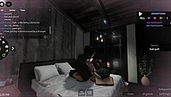 White bitch takes on big black cock in Roblox condo scene