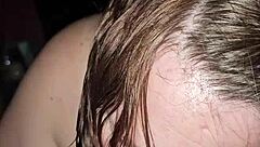 the grandmother offered a blowjob in a casual encounter, focusing on the milf's ass during the moment