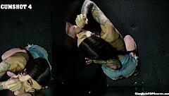 Gloryholetopsecrets features luna sucking multiple dicks with cumshots cum in mouth swallows and tongue action