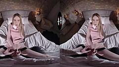 hey, in this dark room vr, my big ass and tits get a hardcore blowjob and handjob session with shaved pussy action.