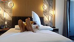 hey, does the maid with big beautiful ass masturbate on her boss's bed while he works?