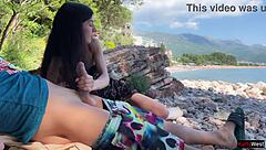 on the beach, i flashed his dick and jerked him off until he came.