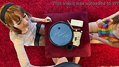 Hey, watch these two sexy horny sluts in a dice challenge making the guy cum first with handjobs