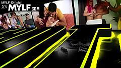 i'm sharing this freeuse mylf with my lucky buddy at a fancy restaurant desk, double fantasy fun