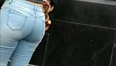 She walked by in those tight jeans, showing off her curvy latina figure as a teen voyeur watched.