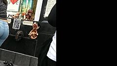 She walked by in those tight jeans, showing off her curvy latina figure as a teen voyeur watched.