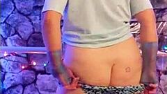 Hotwife Steffi dances seductively in lingerie with vibrator.