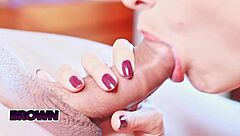 She Delivers An Intense Close-Up Blowjob In The Bedroom!