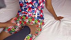 She lets out loud moans during an intimate moment with her partner focusing on her legs.