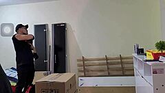 so i turned my boyfriend into a cuckold by fucking the moving helper in our house