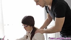 petite teen babe gets titty fucked hard then takes facial from big cock