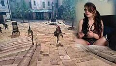 Wow! This sexy bimbo gamer with big natural tits plays Bayonetta episode 4 using her Lovense vibrator!