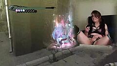 Wow! This sexy bimbo gamer with big natural tits plays Bayonetta episode 4 using her Lovense vibrator!