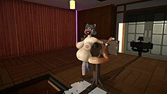 Hey, check out this wild furry cat using dildos for some intense cum inflation action! 🐱🍆💦