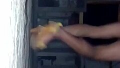 this shemale explores with a pepino in a casual solo session