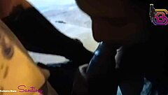 The busty black secretary gets caught sucking her lover's monster cock in the square during dinner break with big ass and tits action