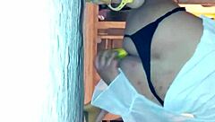 this shemale explores with a pepino in a casual solo session