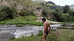 Amateur big tits Brazilian Colombian Mexican teen sucks and fucks huge wet pussy in countryside with gaping moans