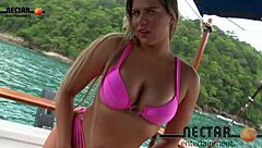 Famous Brazilian actress Katharine Madrid bends over pool table for Big Bambu to pound her ass deep