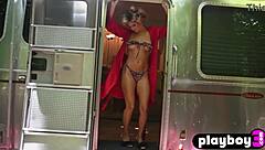 Oh wow, perfect blonde teen Kayci Darko is posing in the camper and showing off her stunning natural body 😍