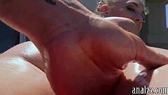 Blonde gf takes big cock anal outdoors in pov style