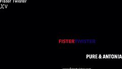 Blonde Czech babe gets intense lesbian fisting with huge dildo and speculum in close-up orgasm action.