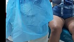 dentist appointment turns wild with curvy colombian nurse riding in miniskirt and pantyhose at the office