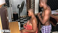 why is this curvy ebony wife so sexy after her shower that her husband bangs her hard?