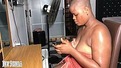 why is this curvy ebony wife so sexy after her shower that her husband bangs her hard?