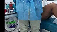 dentist appointment turns wild with curvy colombian nurse riding in miniskirt and pantyhose at the office