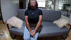 Amateur brunette latina with big natural tits rides in cowgirl for creampie in homemade pov