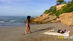 two horny sluts with curvy asses got bent over and fucked doggystyle in a sandy outdoor spot. cumshots covered their bodies after intense riding and missionary pounding.