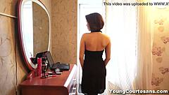 Young teen courtesan Jalace boldly strips and kisses before intense pussy orgasm and cumshot action in European style