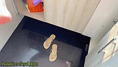 Amateur blonde teen hints at intense anal doggystyle with brazilian petite skinny body in hardcore creampie.