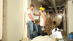 babe gets mmf 3way fucked with blowjob handjob cumshot in group orgy