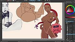 Ebony big titties speed paint - watch those oiled curves shine!