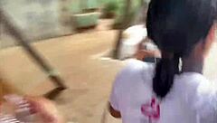 Whoa, check out these young brazilian girls on leashes in interracial domination street walk 😈