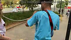 Whoa, check out these young brazilian girls on leashes in interracial domination street walk 😈